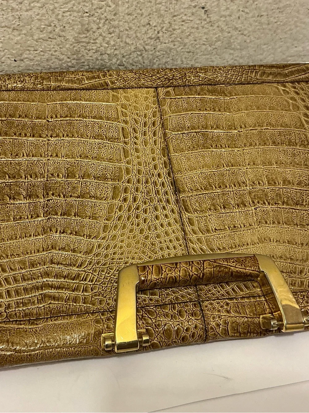 Ponte Vecchio Croc-Embossed Bag in Brown with Gold Hardware Canada